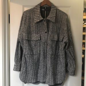 Zara tweed shirt jacket m/l
